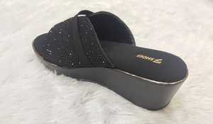 Women Black Rhinestone Wedge Sandals <b>Open</b> <b>Toe</b> Buckle Strap Embellished <b>Platform</b> <b>Heels</b> Fashion Footwear for Party and Evening Wea - Product Image 4