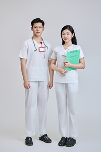 Needle Detection Medical <b>Scrub</b> <b>Set</b> WFX-CVC Knitted Fabric Vietnam Made 52% Cotton 45% Polyester 3% Spandex FMF Unisex - Product Image 2