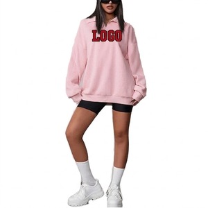 เสื้อฮู้ดแขนยาวแบบซิป ¼ ตัว สำหรับผู้หญิงไซส์ใหญ่ ผ้าเทอร์รี่ ทึบลม ระบายอากาศได้ดี เป็นมิตรกับสิ่งแวดล้อม มีโลโก้ด้านหน้า สามารถสั่งทำได้ - Product Image 3