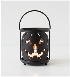 Lanterne citrouille d'Halloween en fer noir avec poignée, résistante à la chaleur, pour bougie votive, décoration d'Halloween pour la maison - Product Image 1