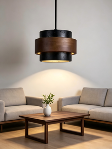 Modern Small Adjustable Height E27 Travertine Lamp Shade Pendant Lamp Wood Travertine <strong>Light</strong> Black Finish for <strong>Dining</strong> <strong>Light</strong> - Product Image 6
