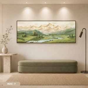 Peinture murale en soie paysage montagneux en gros, œuvre d'art exquise faite à la main, décoration intérieure, OEM ODM, fabriqué au Vietnam, NUI3 - 7 - Product Image 3