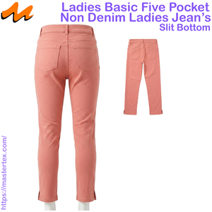 Pantalon Femme Cinq Poches à Fente, Coupe Slim, Tissu Respirant Non-Denim, Coton Spandex, Idéal Printemps-Été, Grammage 6.64 oz - Product Image 3