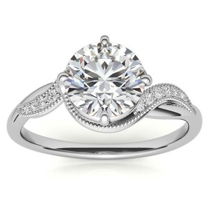 Moissanite <b>Solitaire</b> Engagement <b>Ring</b> 18K Gold Plated 925 Sterling <b>Silver</b> Prong Setting 7MM Third Party Certified Luxury Bridal - Product Image 1