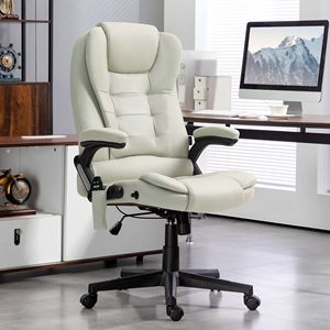 Sedia da ufficio reclinabile con massaggio vibrante e calore, in microfibra beige - Product Image 2