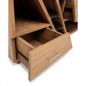 Muebles de Baño de Madera de Teca Natural Sólida de Primera Calidad, Mueble de Madera Maciza Hecho a Mano con Estantes de Almacenamiento Diagonales Únicos y Cajón - Product Image 2