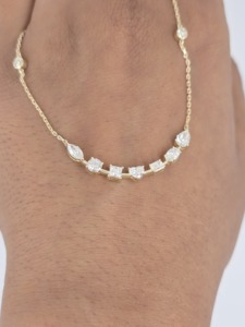 Elegante Collar de Diamantes con Múltiples Formas en Oro de 14K y 18K |   Collar de Cadena con Diamantes Cultivados en Laboratorio de Corte Mixto para Mujer - Product Image 3