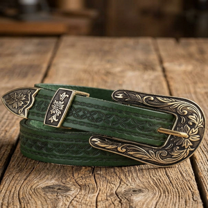 Ceintures en cuir véritable de vachette pour hommes, style western, spirales sculptées à la main, embossées, vintage - Product Image 5