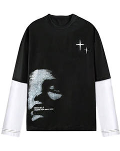 T-shirt personnalisé imprimé de haute qualité, 100 % coton tricoté, coupe ample à épaules tombantes, manches courtes, respirant, décontracté, 300 grammes, vierge - Product Image 1