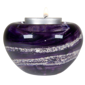 Elegant Amethyst Glass Memorial <b>Tealight</b> <b>Holder</b> For Cremation Ashes Handcrafted Sympathy Keepsake & Remembrance Gift for Home - Product Image 1