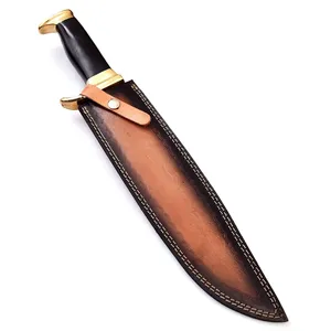 Couteau de chasse Bowie professionnel en acier carbone Damas forgé à la main et gravé, 7 pouces, tranchant comme une lame de rasoir, service OEM, manche en corne, ambidextre - Product Image 4