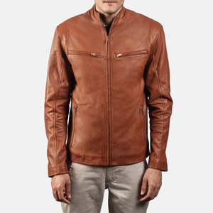 Premium Leather <b>Jacket</b> Men Genuine Cowhide Casual <b>Jacket</b> Stand Collar Windproof <b>Jacket</b> Breathable Custom Logo <b>Jacket</b> - Product Image 1