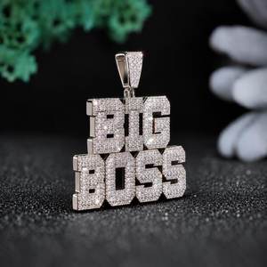 จี้เพชรโมอิสซาไนต์ VVS แบบ Iced Out Big Boss สไตล์ฮิปฮอปสำหรับผู้ชาย พร้อมจี้ตัวอักษรประดับเพชรแบบ Micro Pave หรูหรา สั่งทำได้ตามต้องการ - Product Image 2