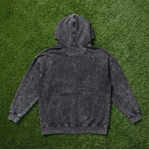 <b>Women's</b> <b>Black</b> Acid Wash Zip Up Hoodie <b>Fleece</b> Sweatshirt Oversized Fit Kangaroo Pockets Custom Logo - Product Image 5