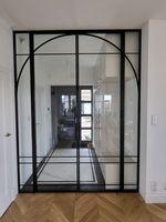 Porte en acier et verre de luxe avec design français, ouverture manuelle pour villas, appartements, hôtels