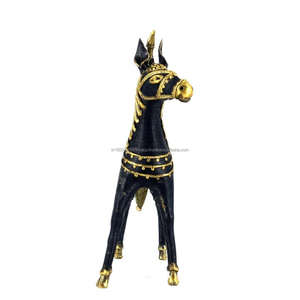 Statue de cheval élégante en laiton artisanal avec détails de licorne et ornements, noir, 8,5 pouces, sculpture artisanale pour la maison - Product Image 5