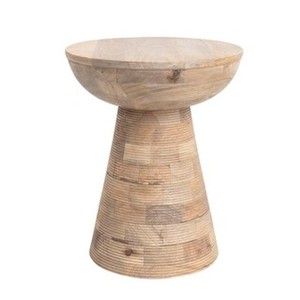 Tabouret en bois de manguier artisanal, brun foncé, pieds sculptés, vente en gros Moradabad - Product Image 3