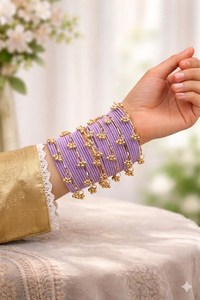 ชุดกำไลข้อมือแบบจุมกีหลากสีทองคำสไตล์แคชเมียร์สุดฮิตขายดีที่สุด เหมาะสำหรับงานแต่งงานและงานเลี้ยง ราคาขายส่งพรีเมียม - Product Image 5