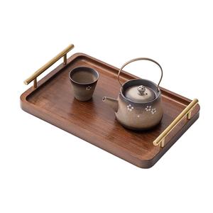 Bandeja de Servir de Madera Marrón de Diseño Moderno con Asas, Patrón Floral, Multifuncional para Desayuno, Café, Fiestas, Decoración del Hogar - Product Image 1