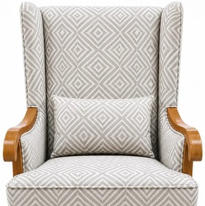 Traditional <b>Wing</b> Back Living Room <b>Chair</b> With Grey Fabric Upholstery and Wooden Legs Modern Leisure Design - Product Image 5
