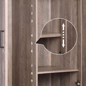 Armadio in Legno Grigio con 2 Ante e 1 Pompa, Realizzato in MDF e Truciolato con Finitura in Triamina - Product Image 6