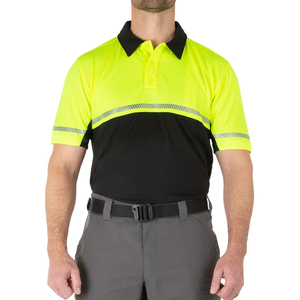 High Visibility <b>Polo</b> Shirt Reflective Tape Safety Workwear Black Yellow Short Sleeve Industrial Uniform Breathable Custom Design - Product Image 5