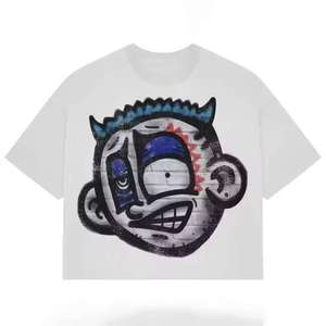 Camiseta Blanca para Hombre con Estampado de Dibujos Animados, Manga Corta, Cuello Redondo, Corte Regular, Estilo Casual, 100% Algodón, Logotipo Frontal Serigrafiado - Product Image 4