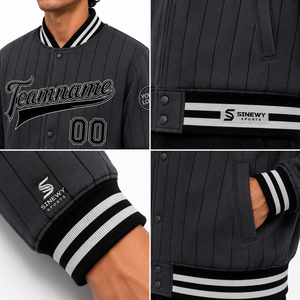 <b>Men</b> Winter Collarless Varsity <b>Jacket</b> Plain Dyed Woolen Stylish Casual Trendy Fashion Wool Blend Sleeve College <b>Baseball</b> Team - Product Image 6