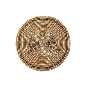 Juego de Posavasos Bordados a Mano con Cuentas de Lujo, Diseño de Escorpión, Hermosamente Hechos a Mano, Juego de 4, Producto Decorativo para el Hogar, para Promociones - Product Image 1