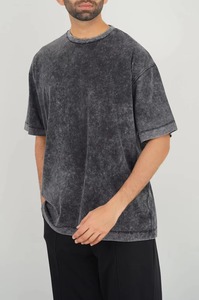 T-shirts Oversize Homme 100% Coton Haute Qualité Personnalisés Effet Délavé Acide Respirants Col Rond Motif Uni Grandes Tailles - Product Image 3