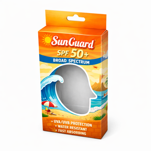Custom Sunscreen Packaging <b>Boxes</b> with Transparent Window and Top Tab - Product Image 1