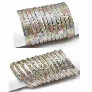 Wholesale Mix Design 3 Tone Gold Plated <b>Bangles</b> <b>Set</b>, Multi Tone <b>Bangles</b> <b>Set</b>, 3 Tone Fashion <b>Bangles</b>, Tri Color Brass <b>Bangles</b> <b>Set</b> - Product Image 1