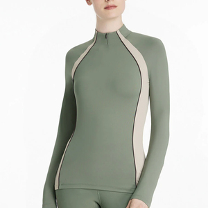 T-shirt de sport à col montant pour femme, coupe ajustée, manches longues, pour l'équitation, personnalisable, vêtements de sport actifs, vente chaude - Product Image 1