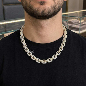 Nouveau Design Luxe Collier Hip-Hop pour Homme en Or 18K Plaqué Rhodium avec Diamants Moissanite et Coupe Brillante, Idéal pour Mariage - Product Image 2