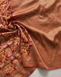 Tela de organza de seda india con diseño de Jari, estilo étnico elegante, sari, blusa de exportación muy moderna, boutique exclusiva - Product Image 1