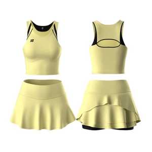 Women's Tennis Wear Set Navy <b>Blue</b> Sleeveless <b>Crop</b> <b>Top</b> Skirt Visor Quick Dry Sportswear Kit Custom Logo Tennis Dress For Women - Product Image 6