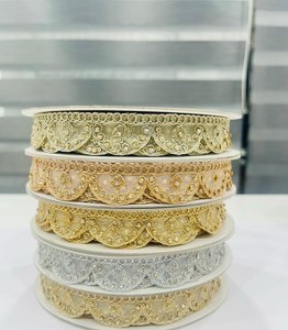 ขอบลูกไม้ตาข่ายประดับคริสตัลพร้อมขอบถักโลหะสำหรับชุดเจ้าสาว, ชุดราตรี, เครื่องประดับแฟชั่นชั้นสูง - Product Image 1
