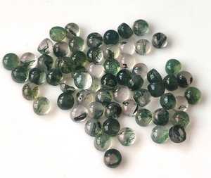 Lote de 100 Piezas de Cabujones Redondos de Ágata Musgosa Natural, Tamaños de 5 mm, Piedras Sueltas Verdes para Fabricación de Joyería, Proveedor Español de Piedras para Joyería - Product Image 1