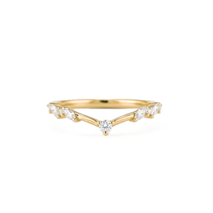 Bague de mariage minimaliste incurvée en or massif 14K 18K avec diamants de laboratoire marquise et ronds, cadeau romantique, bijoux de déclaration, vente en gros - Product Image 1