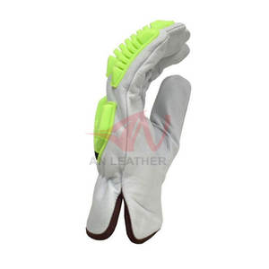 Guantes de Impacto de Cuero y TPR de Alto Rendimiento que Ofrecen Comodidad y Resistencia, Equipo de Seguridad Laboral - Product Image 4