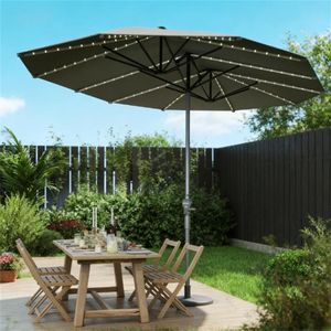 Parasol de terrasse extérieur gris foncé et bases pour parasols de patio - Product Image 1