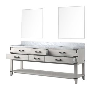 Vanità del doppio bagno di quercia bianca 80 In. W X 22 In. D con piano In marmo di Carrara e 36 In. Specchi per il tuo bagno - Product Image 5