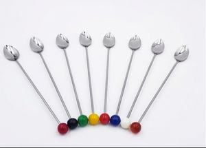 Premium Stainless Steel Cocktail Stirrers With Colorful Beaded Handles <b>Bar</b> <b>Tools</b> For Cocktail Mixing Modern Design Reusable - Product Image 3