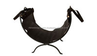 Support rond de bâtons de feu en métal, finition noire, taille personnalisée avec pieds, porte-carburant pour combustion du bois