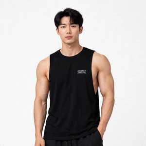 Débardeur sans manches noir à col rond pour homme Oneten Apparel, imprimé lettres, décontracté, tricoté, style muscle - Product Image 6