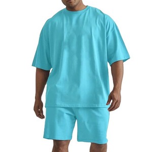 Conjunto de Dos Piezas para Hombre, Verano, Transpirable, Color Sólido, Cuello Redondo, Camiseta de Manga Corta, Tejido de Algodón, Ropa Casual - Product Image 6