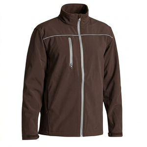 Veste d'hiver softshell pour homme, vente directe d'usine, respirante, séchage rapide, col montant, couleur unie, tissu en toile, veste tricotée - Product Image 4
