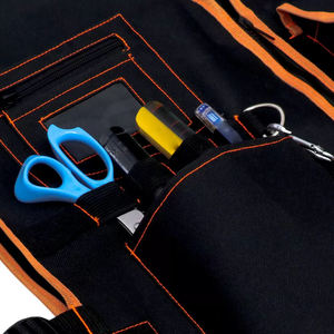 <b>Black</b> Orange Tool <b>Vest</b> With Multiple Pockets For Tools And Accessories Unisex Adult Size Breathable Canvas Material - Product Image 2