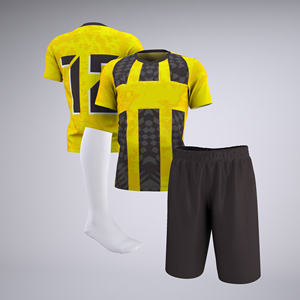Tenues de football personnalisées OEM en gros, maillots de football, uniformes d'équipe de club, vêtements de football jaunes, accessoires complets - Product Image 2