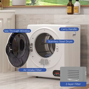 Asciugatrice Elettrica Portatile Compatta da 1.5 Cu.ft, 850W, con Funzione Automatica, in Plastica per Uso Domestico in Appartamenti - Spina UK/AU, Bianca - Product Image 5